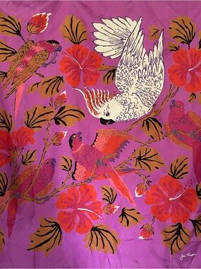 Jim Thompson Women’s 100% Silk Scarf 34.5” x 35” Pink/Purple Made in Thailand